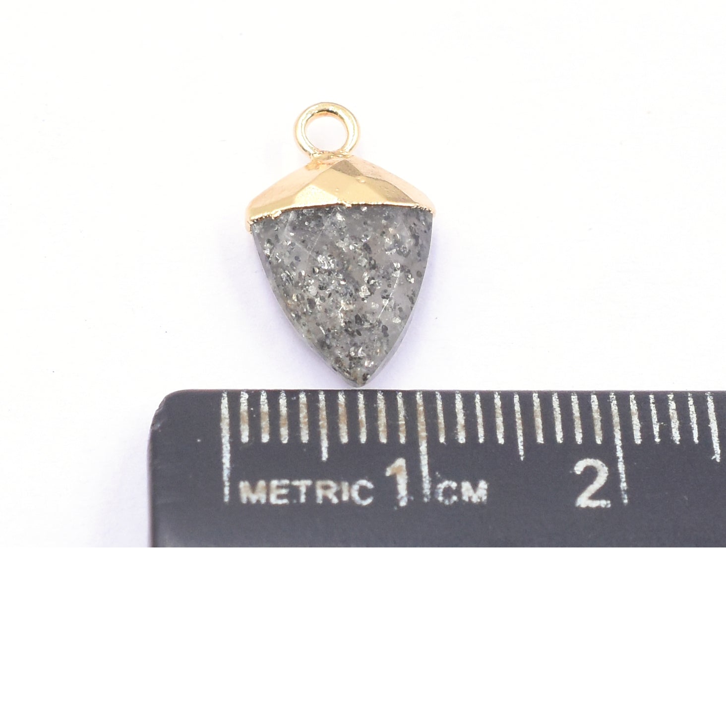 Black Sunstone Shield Shape 13 x 10 MM Gold Electroplated Pendant ( Set Of 2 Pcs)