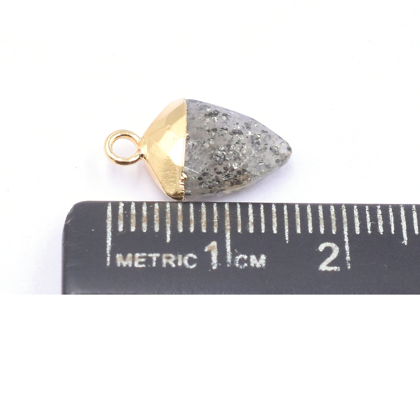 Black Sunstone Shield Shape 13 x 10 MM Gold Electroplated Pendant ( Set Of 2 Pcs)