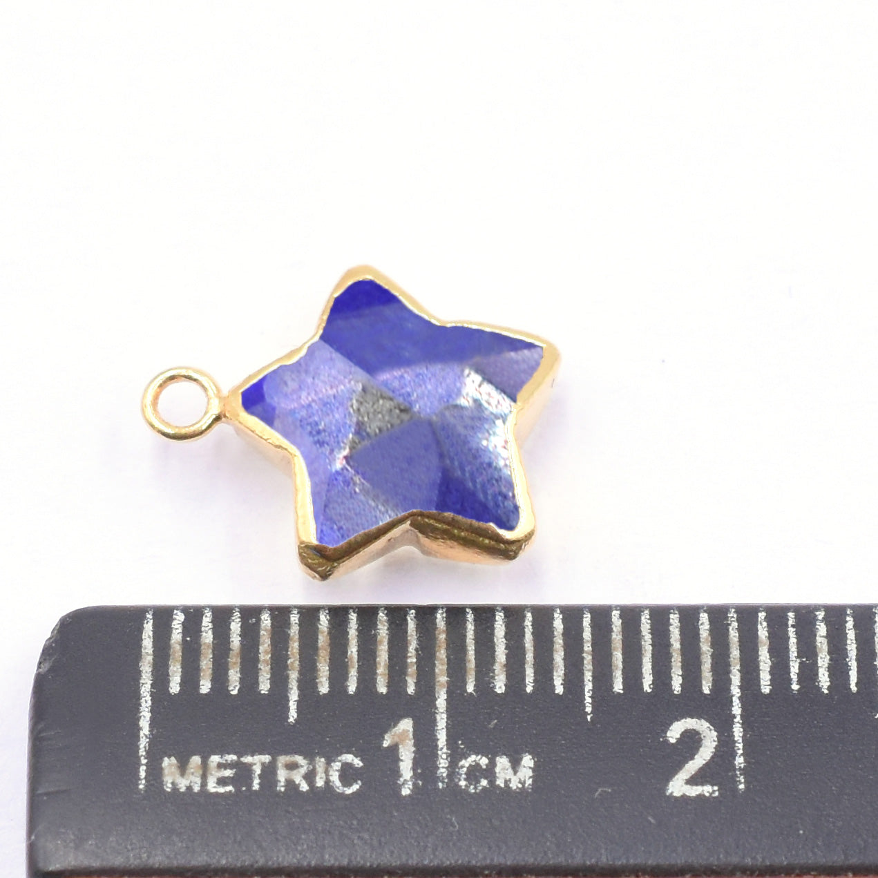 Lapis Lazuli Star Shape 10 To 11 MM Gold Electroplated Pendant (Set Of 2 Pcs)
