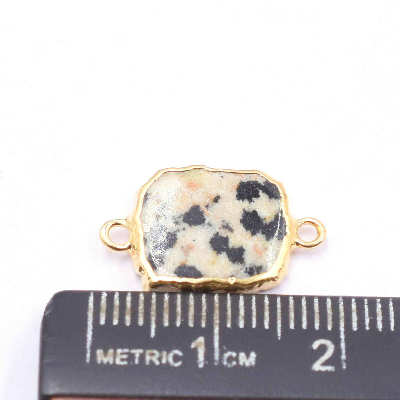 Dalmatian Jasper 12X10 MM Rectangle Shape Gold Electroplated Connector - Jaipur Gem Factory