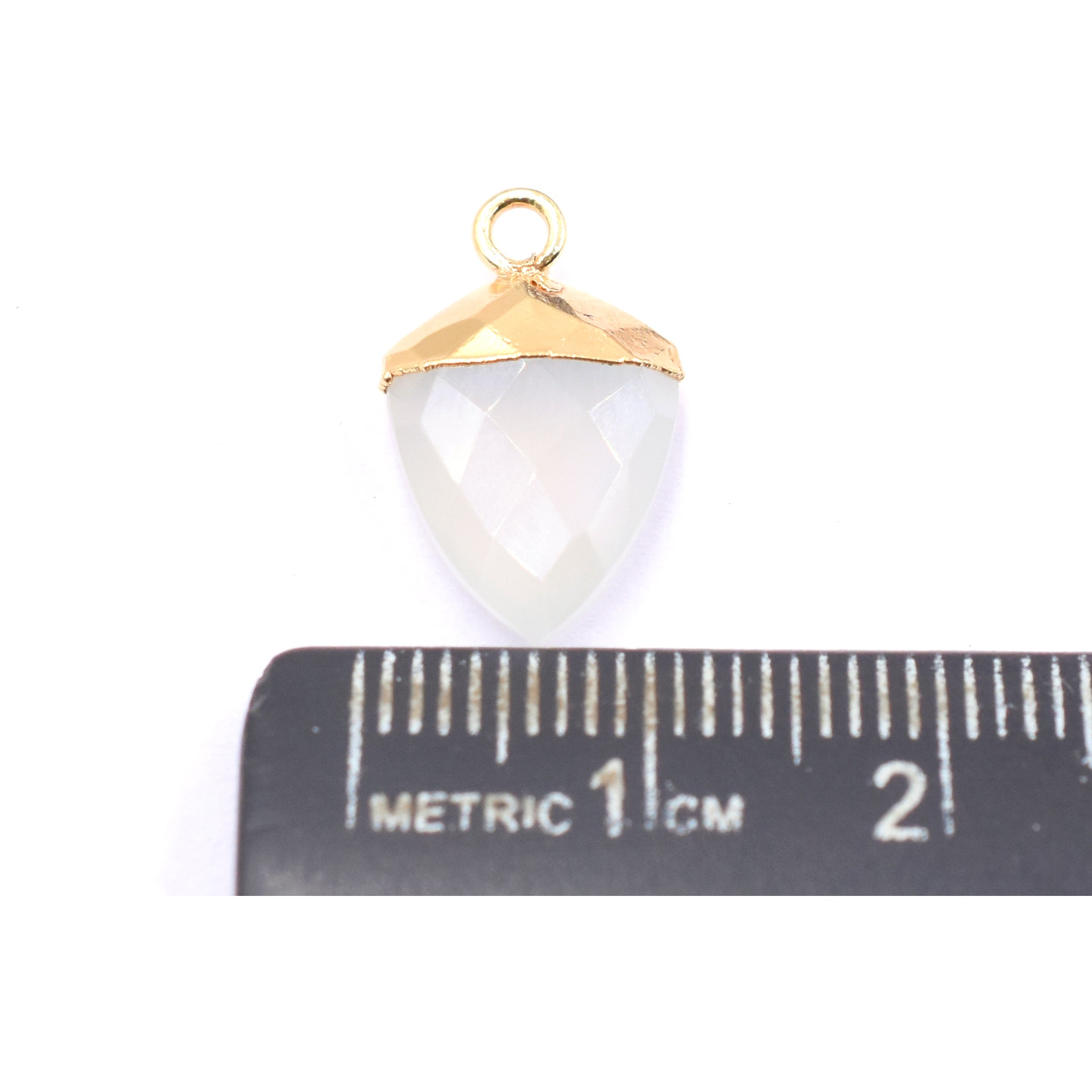 Gold electroplated Chalcedony pendant in Shield shape
