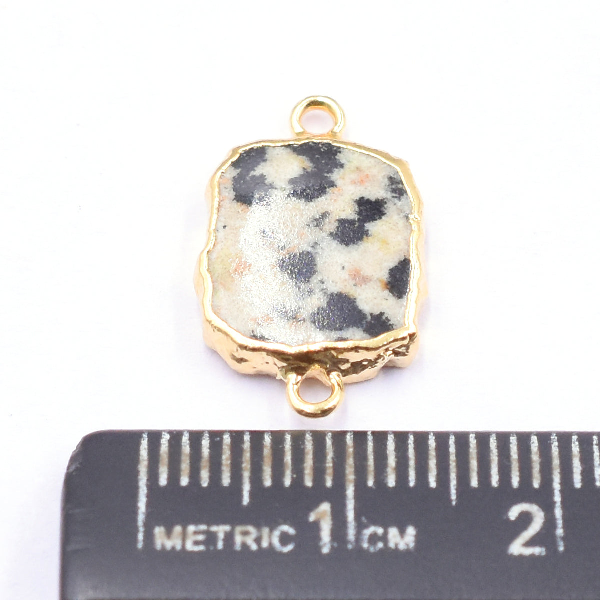 Dalmatian Jasper 12X10 MM Rectangle Shape Gold Electroplated Connector - Jaipur Gem Factory