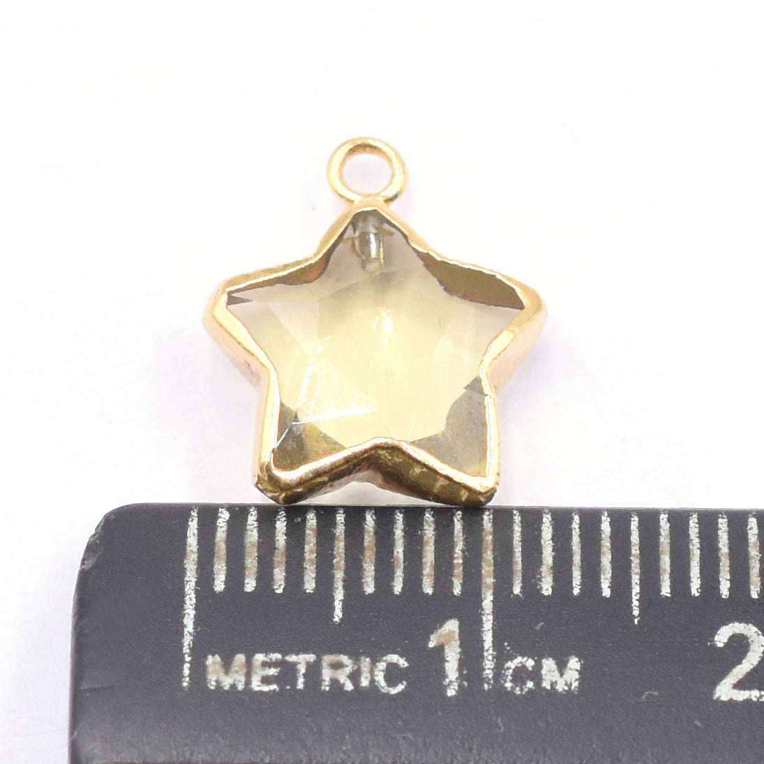 Lemon Quartz Star Shape 10 To 11 MM Gold Electroplated Pendant (Set Of 2 Pcs)