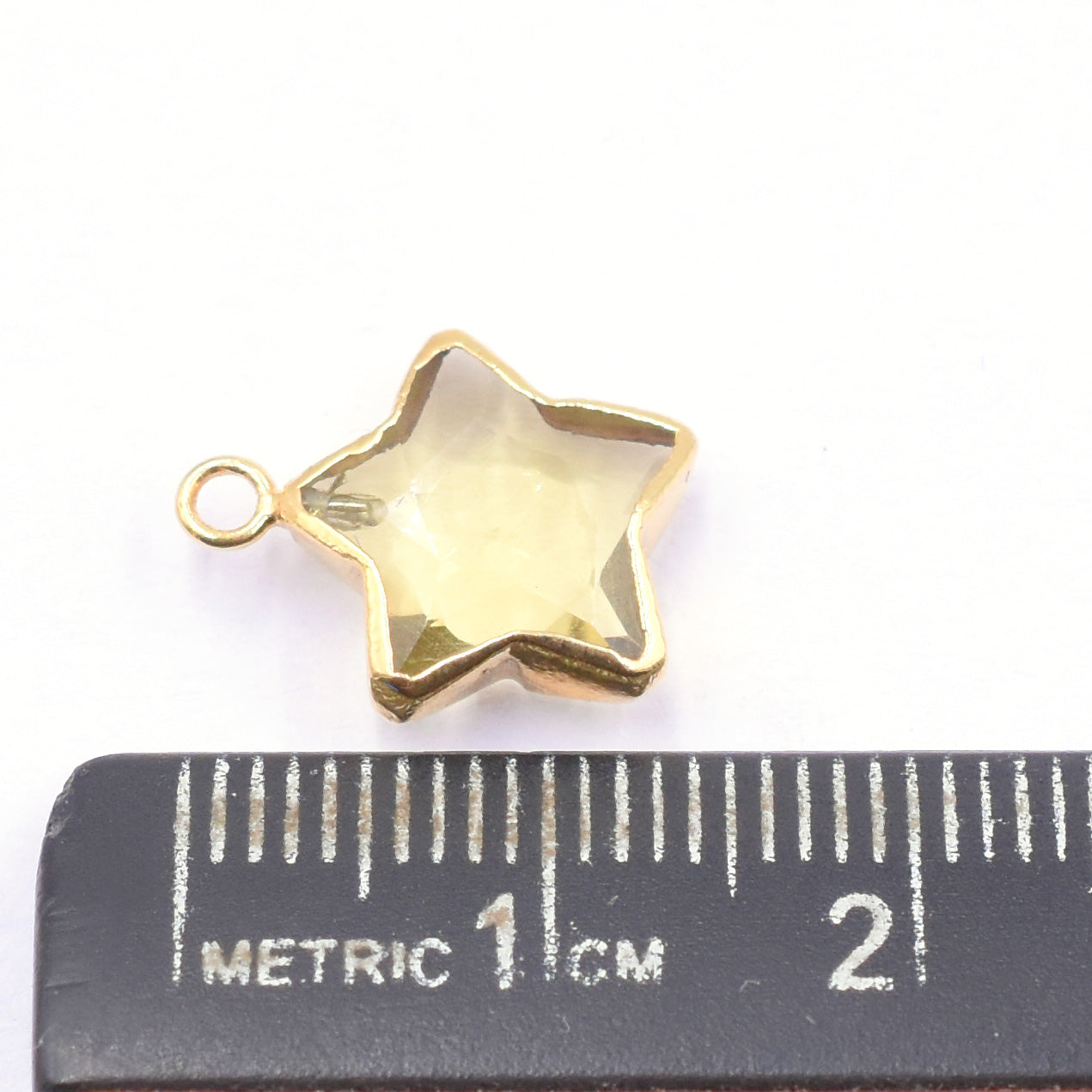 Lemon Quartz 10 To 11 MM Star Shape Gold Electroplated Pendant (Set Of 2 Pcs)