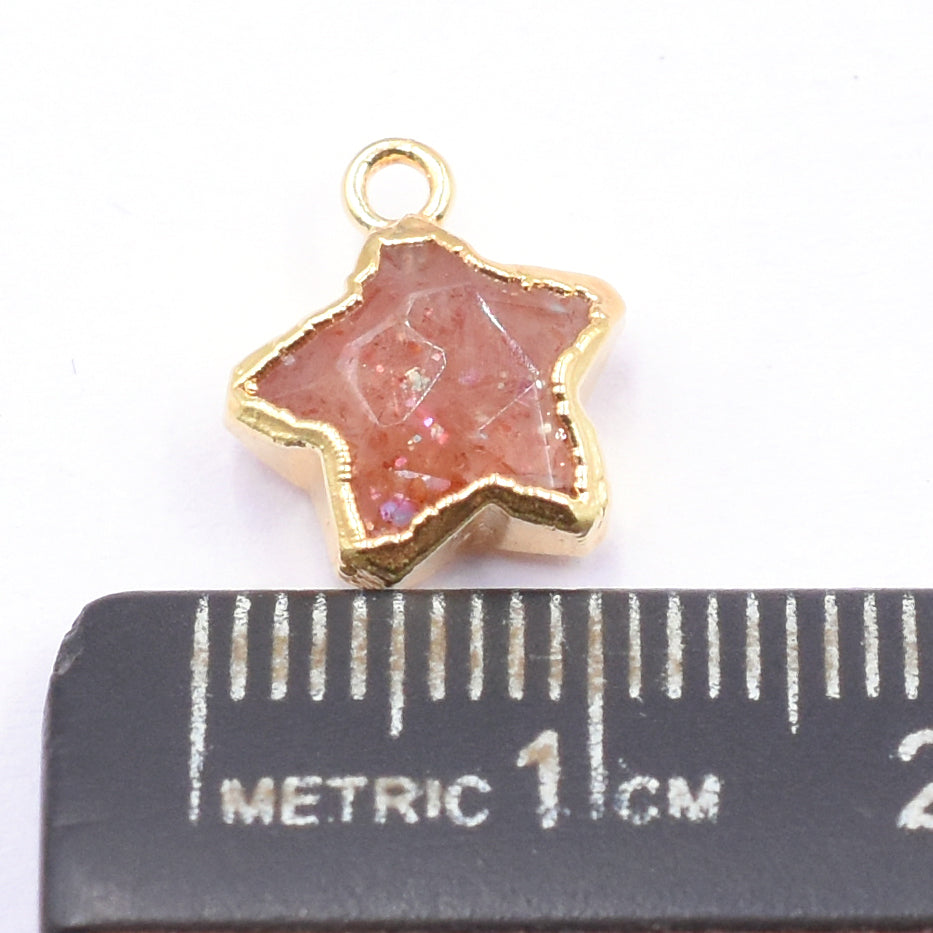 Sunstone 10 To 11 MM Star Shape Gold Electroplated Pendant (Set Of 2 Pcs)