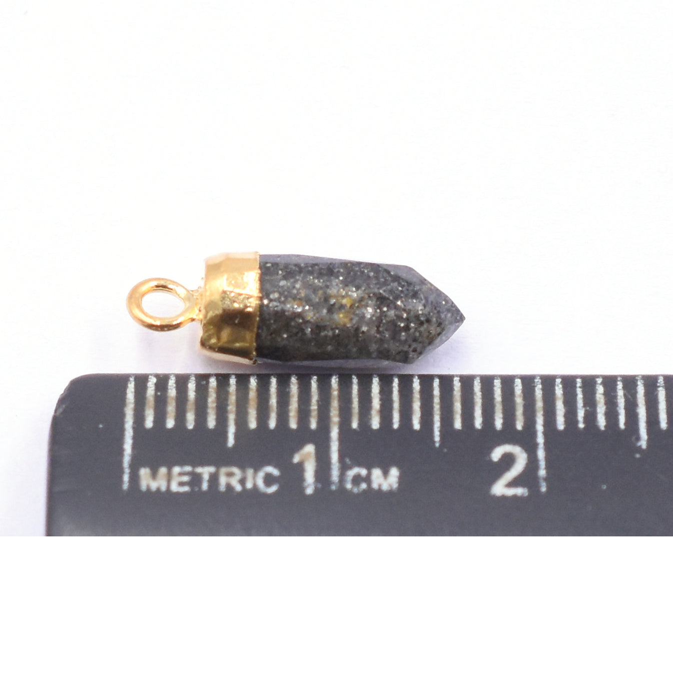 Black Sunstone 13X5 MM Bullet Shape Gold Electroplated Pendant (Set Of 2 Pcs)