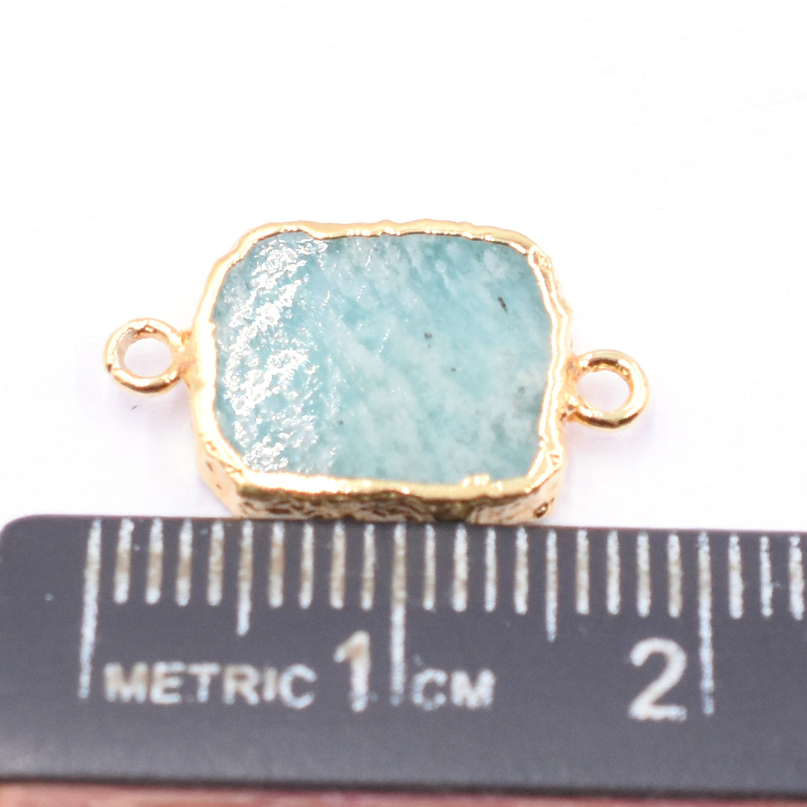 Amazonite 12X10 MM Rectangle Shape Gold Electroplated Connector - Jaipur Gem Factory