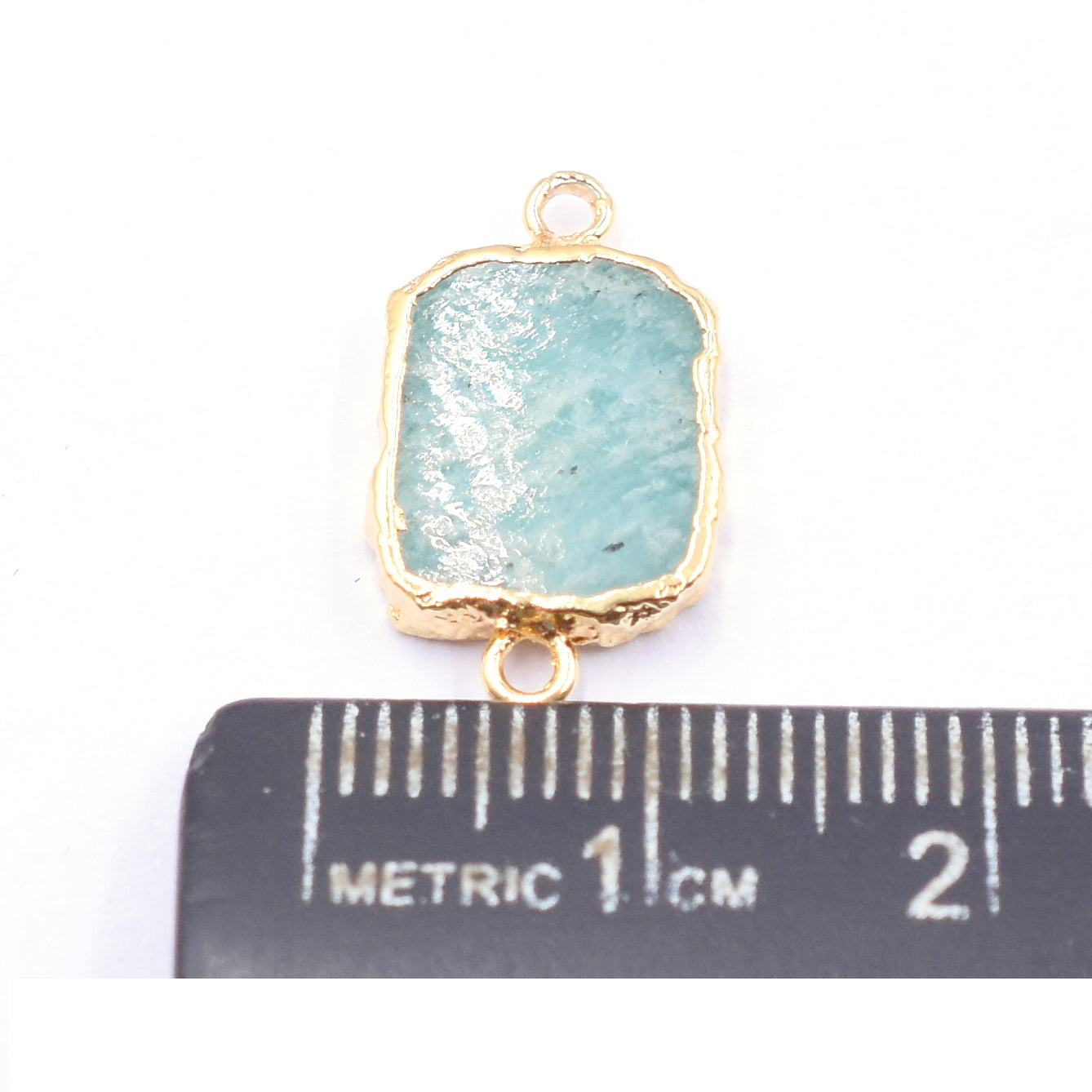 Amazonite 12X10 MM Rectangle Shape Gold Electroplated Connector - Jaipur Gem Factory