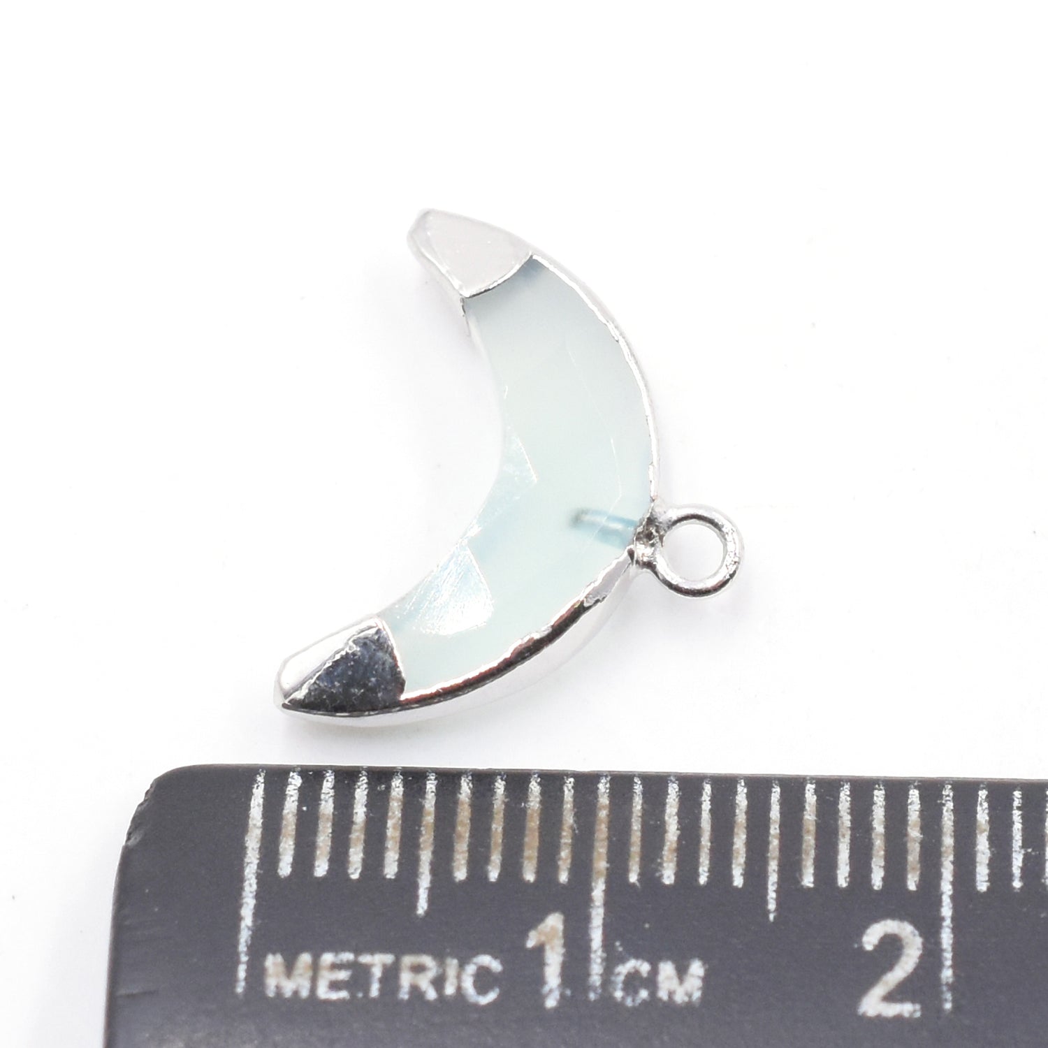 Electroplated gold aqua chalcedony barrel connector