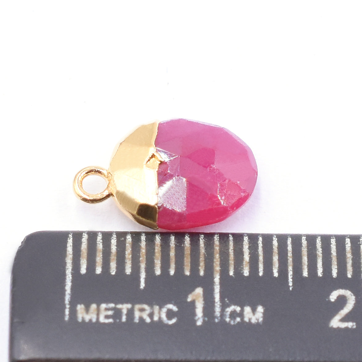 Ruby Corundum 10X8 MM Oval Shape Gold Electroplated Pendant (Set Of 2 Pcs)