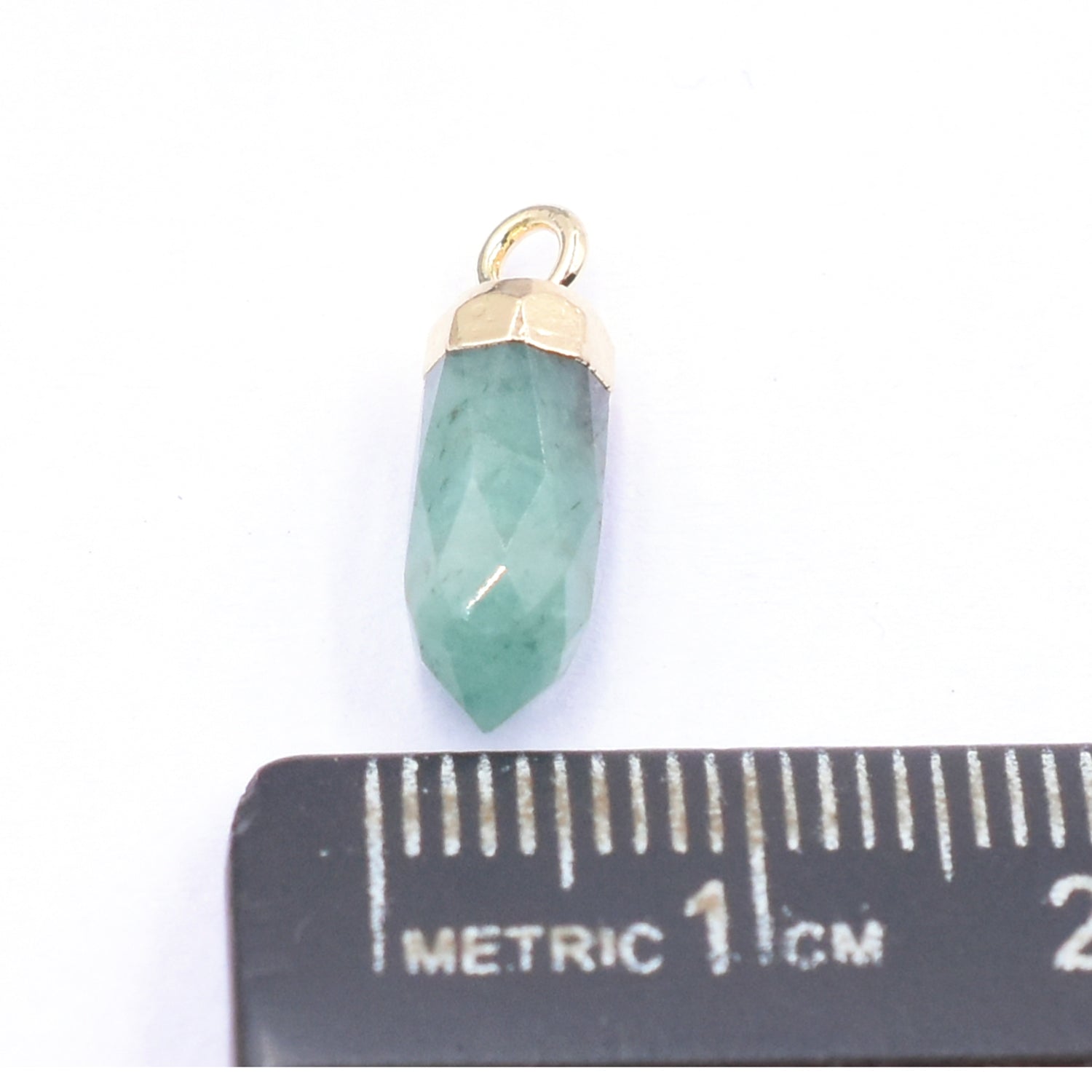 Raw Emerald Bullet Shape 13 x 5 MM Gold Electroplated Pendant (Set Of 2 Pcs)