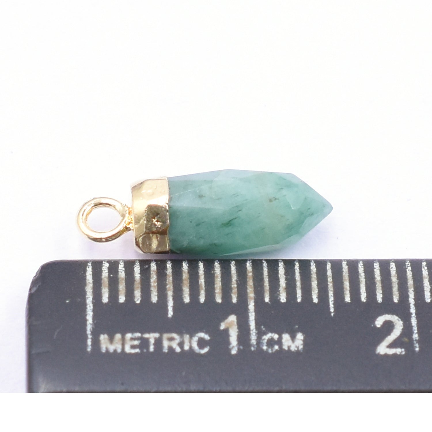 Raw Emerald 13X5 MM Bullet Shape Gold Electroplated Pendant (Set Of 2 Pcs)