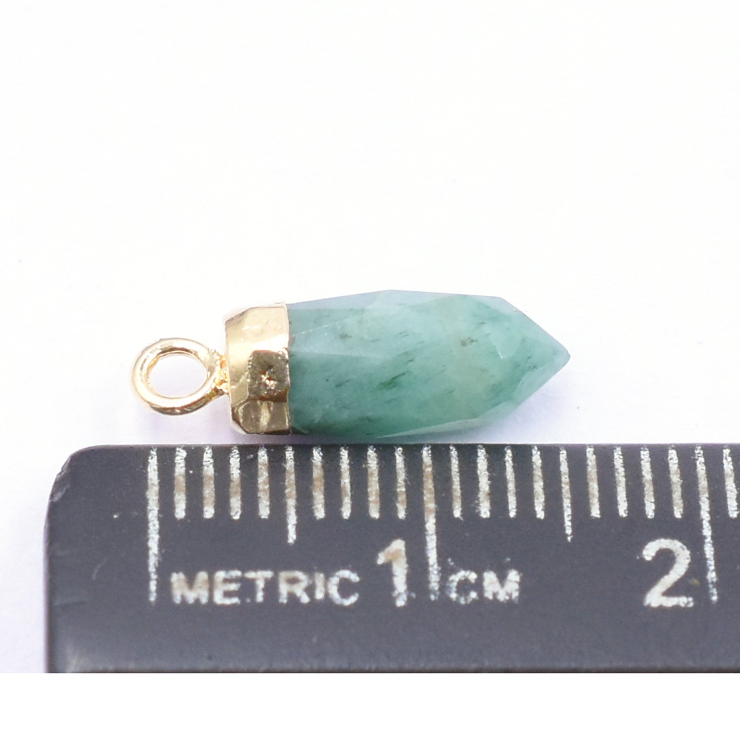 Raw Emerald Bullet Shape 13 x 5 MM Gold Electroplated Pendant (Set Of 2 Pcs)