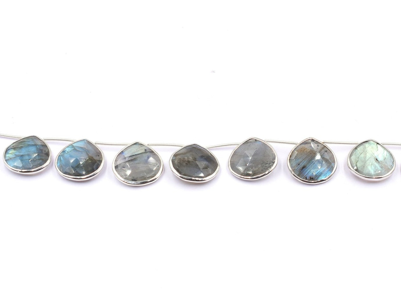 Labradorite 19X20 MM Heart Shape Silver Bezel Rhodium Plated Side Drilled Strand - Jaipur Gem Factory