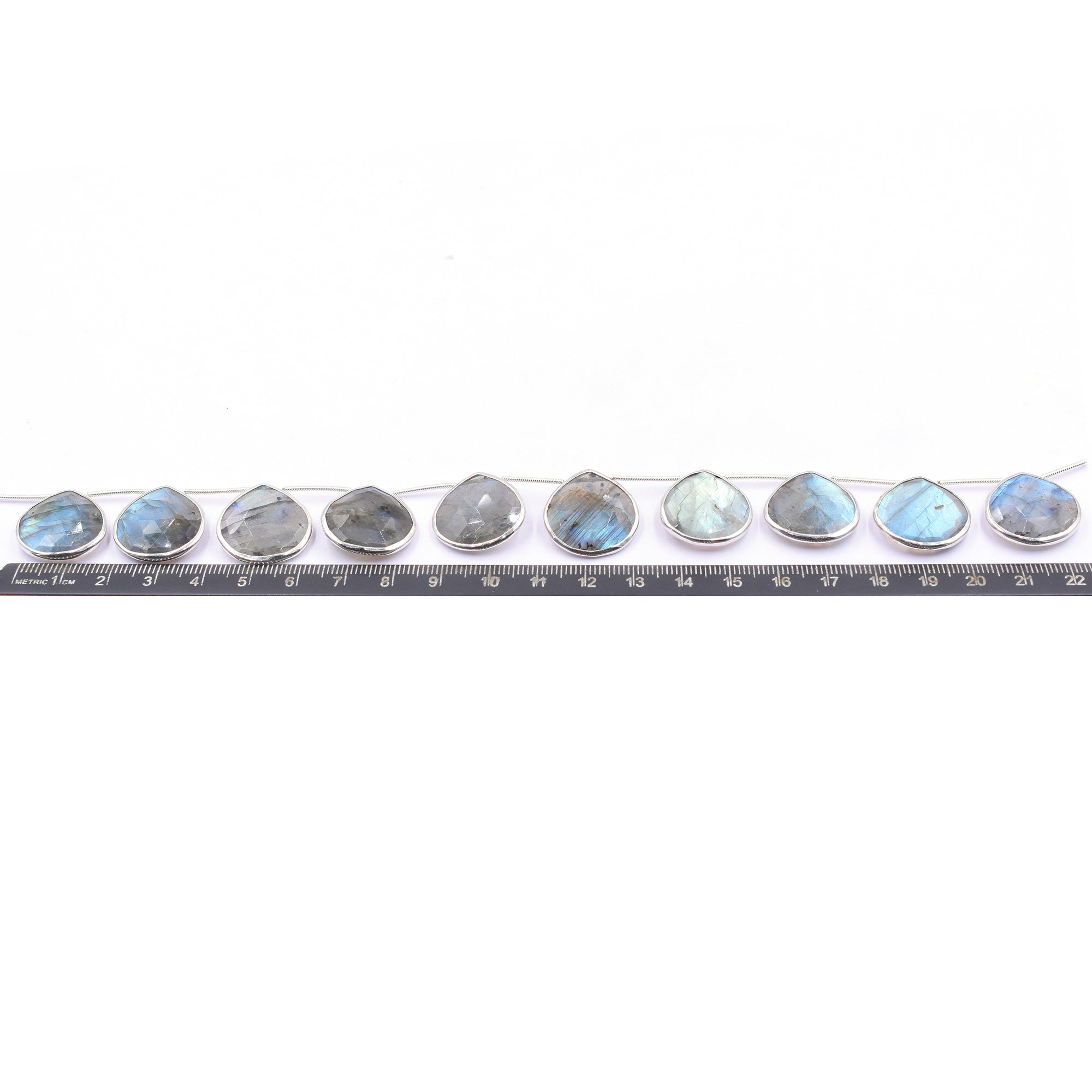 Labradorite 19X20 MM Heart Shape Silver Bezel Rhodium Plated Side Drilled Strand - Jaipur Gem Factory
