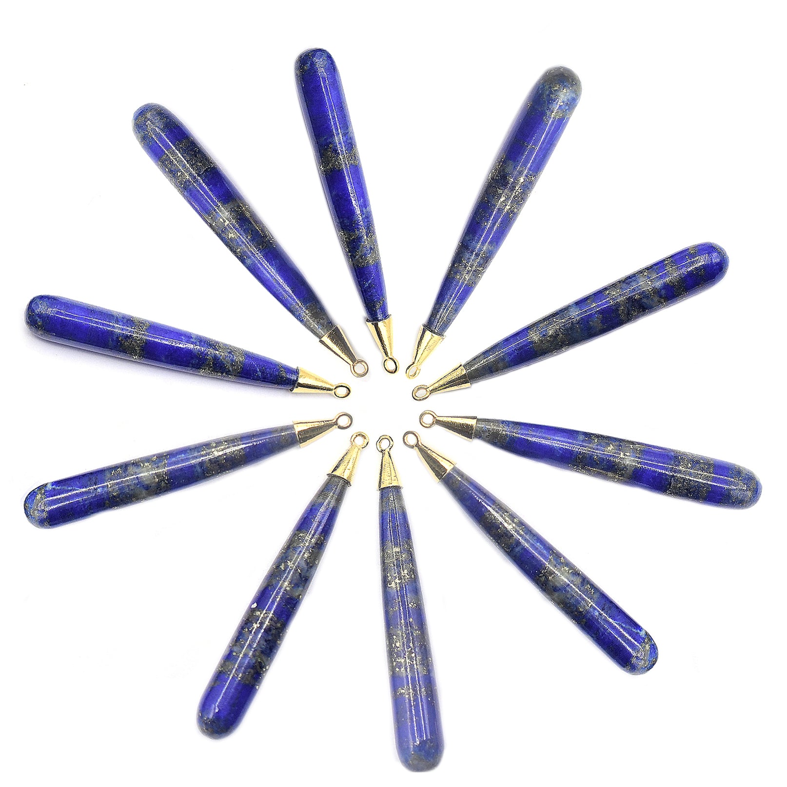 Lapis Lazuli 42X6 To 45X7 MM Elongated Drop Shape Silver Bezel Vermeil Pendant