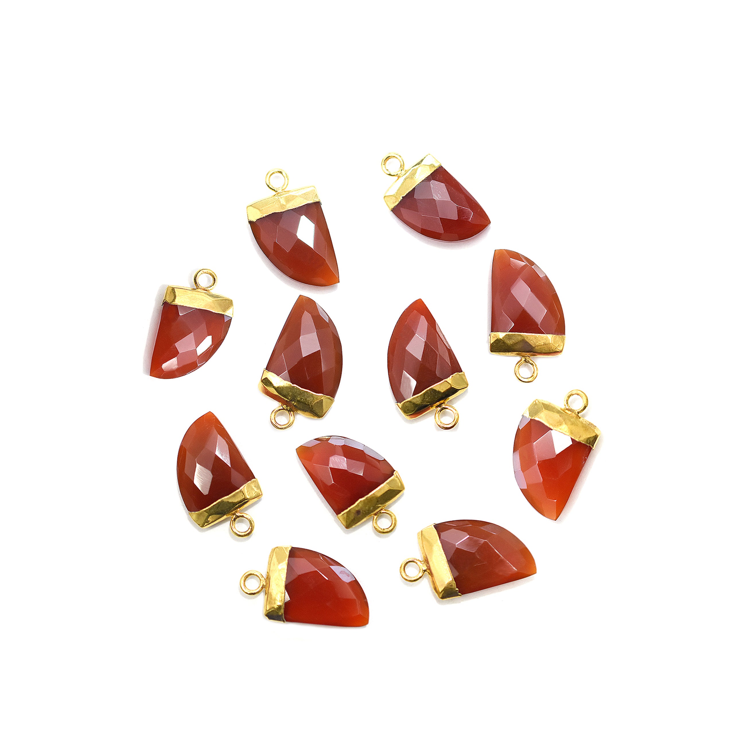 Red Onyx 14X10 MM Horn Shape Gold Electroplated Pendant