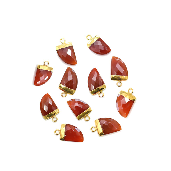 Red Onyx 14X10 MM Horn Shape Gold Electroplated Pendant