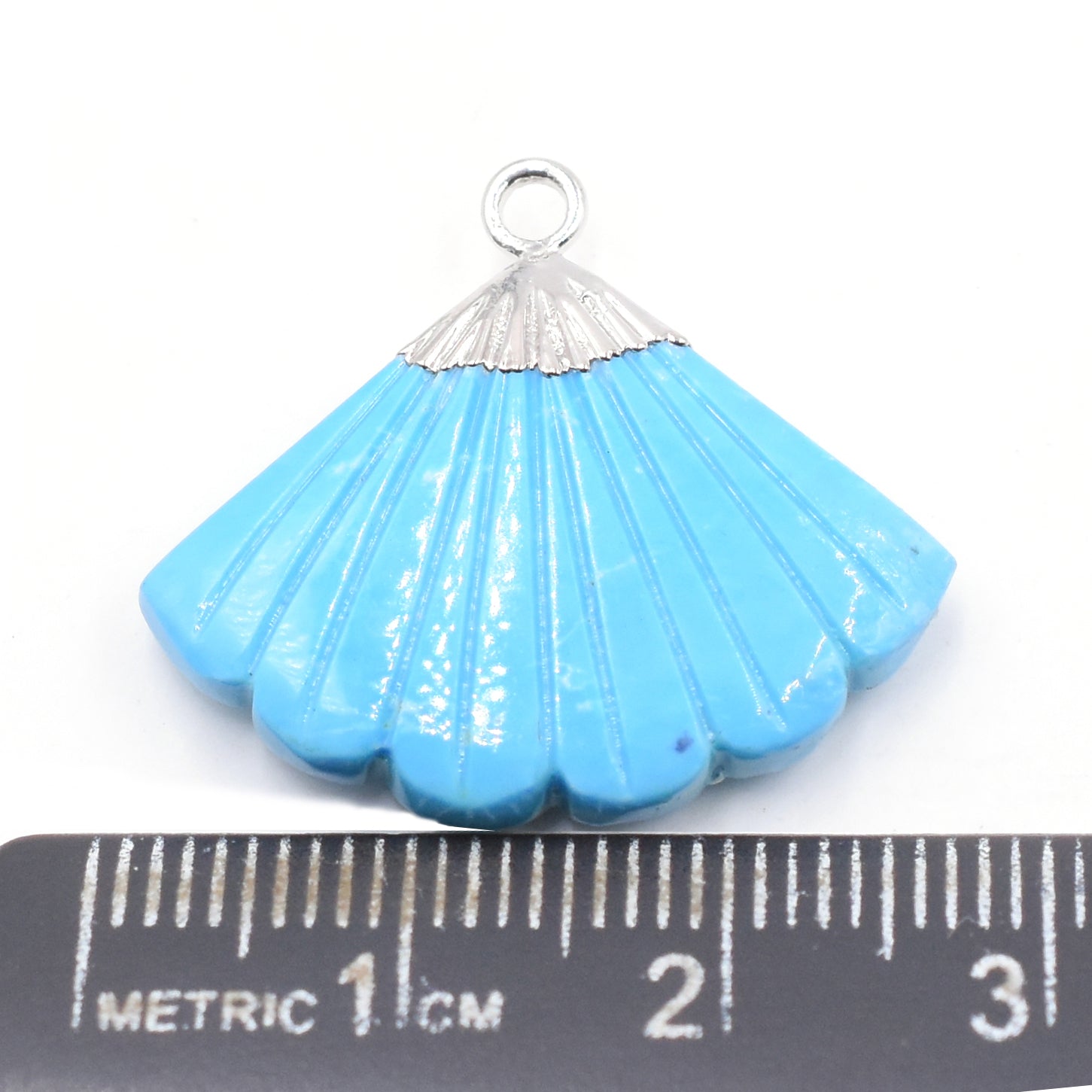Howlite 19 MM Feather Shape Rhodium Electroplated Pendant