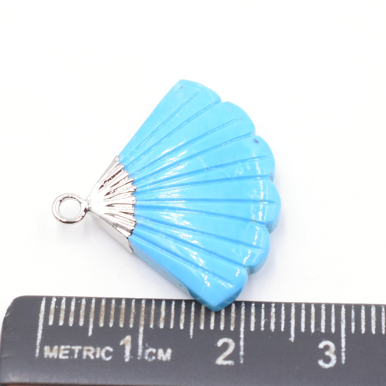 Howlite 19 MM Feather Shape Rhodium Electroplated Pendant