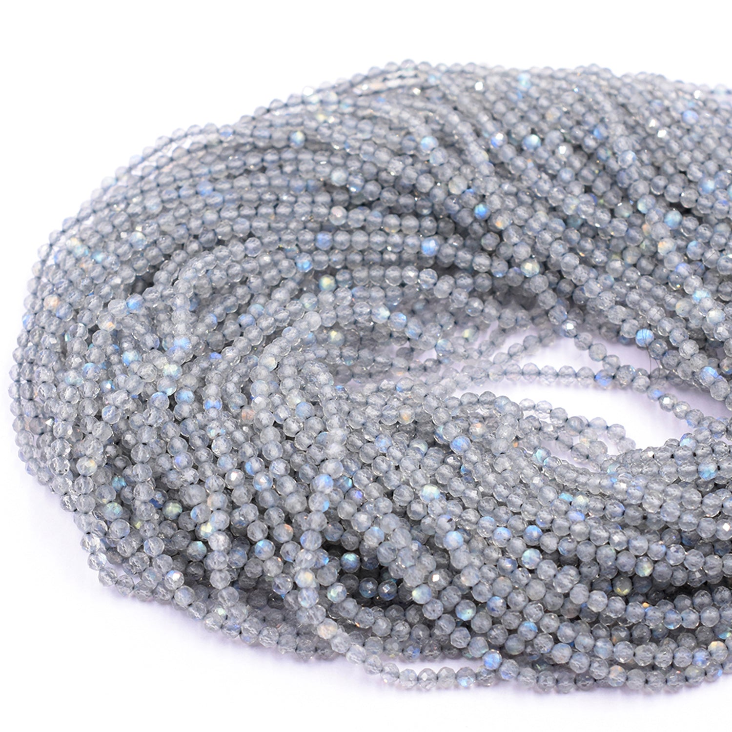 Labradorite 2 To 3 MM Faceted Rondelle Shape Beads Strand - Jaipur Gem Factory