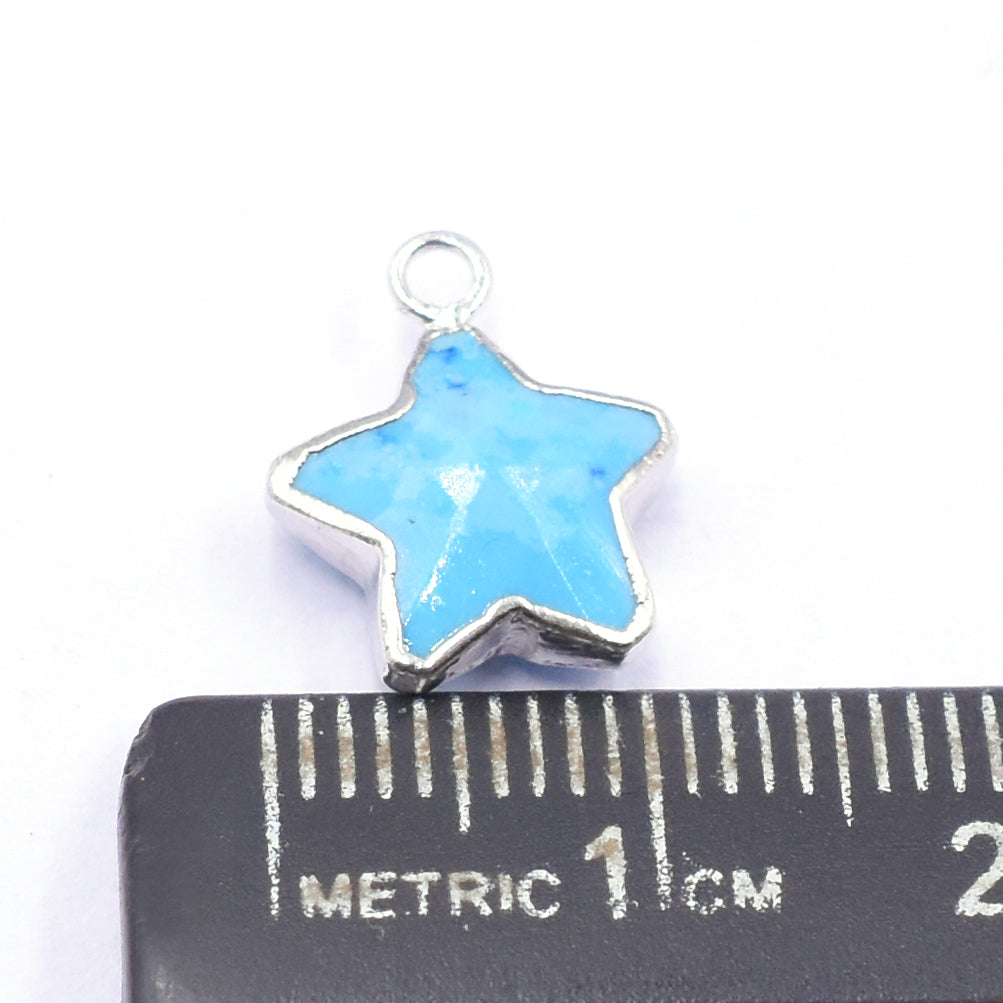 Howlite 10 To 11 MM Star Shape Rhodium Electroplated Pendant (Set Of 2 Pcs)