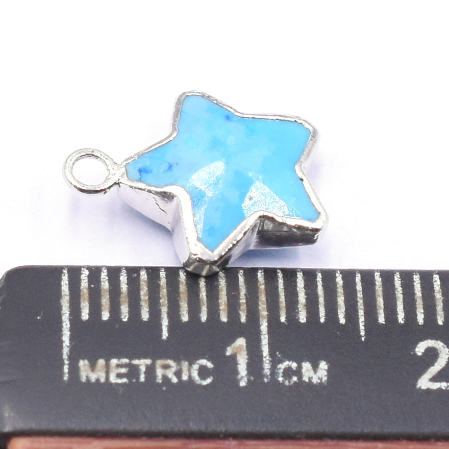 Howlite 10 To 11 MM Star Shape Rhodium Electroplated Pendant (Set Of 2 Pcs)