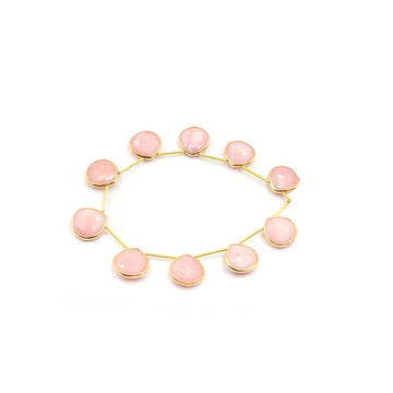 Pink opal heart gemstone in silver vermeil bezel