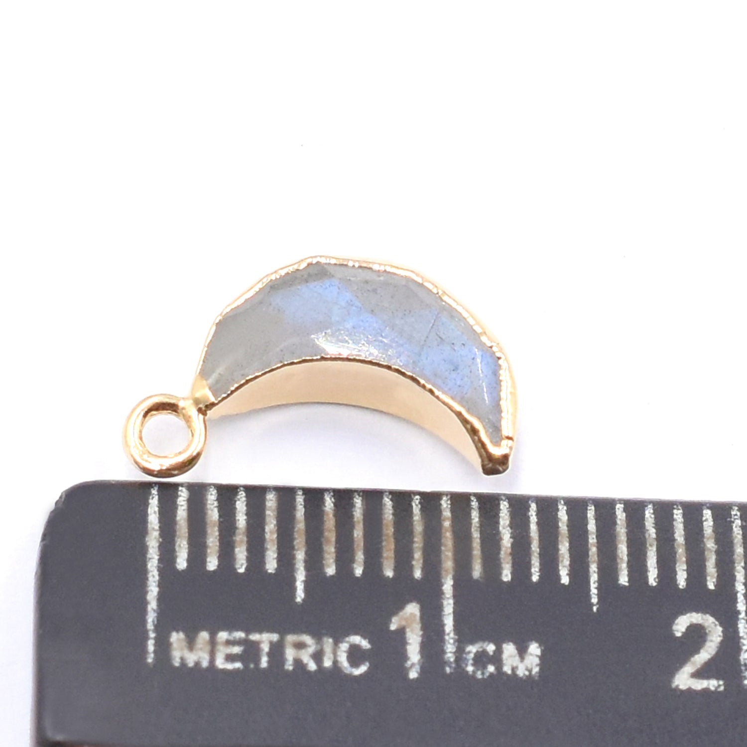 Labradorite 10X5 MM Moon Shape Gold Electroplated Pendant (Set Of 2 Pcs)