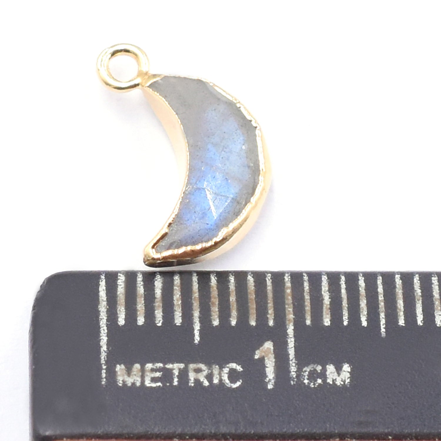 Labradorite 10X5 MM Moon Shape Gold Electroplated Pendant (Set Of 2 Pcs)