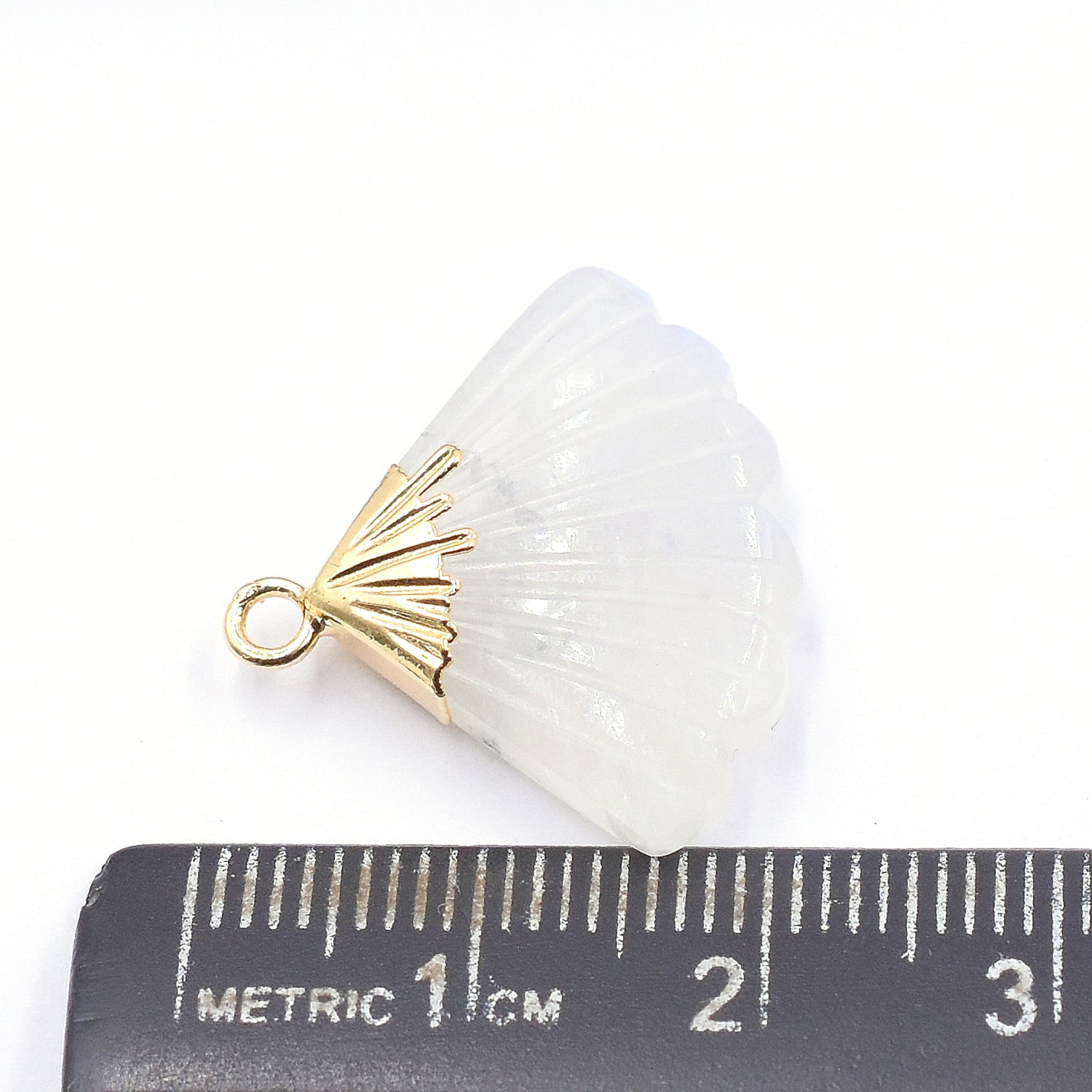 Rainbow Moonstone 19 MM Feather Shape Gold Electroplated Pendant