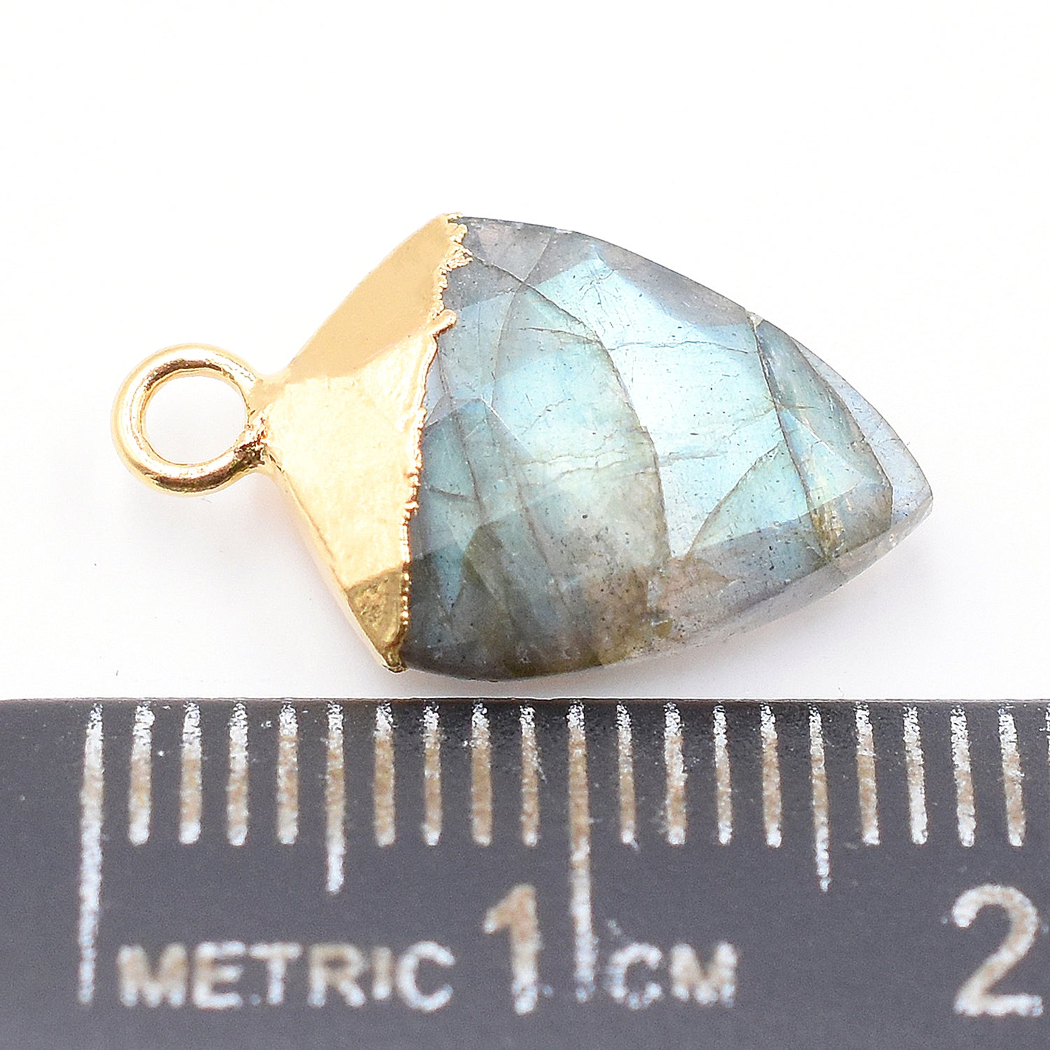 Labradorite 13X10 MM Shield Shape Gold Electroplated Pendant ( Set Of 2 Pcs)