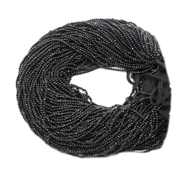 Black Onyx Faceted Rondelle Shape Beads Strand