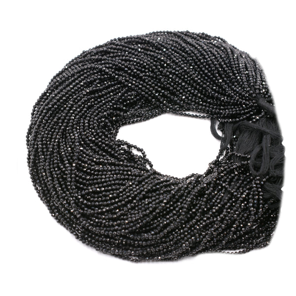 Black Onyx 2 MM Faceted Rondelle Shape Beads Strand - Jaipur Gem Factory