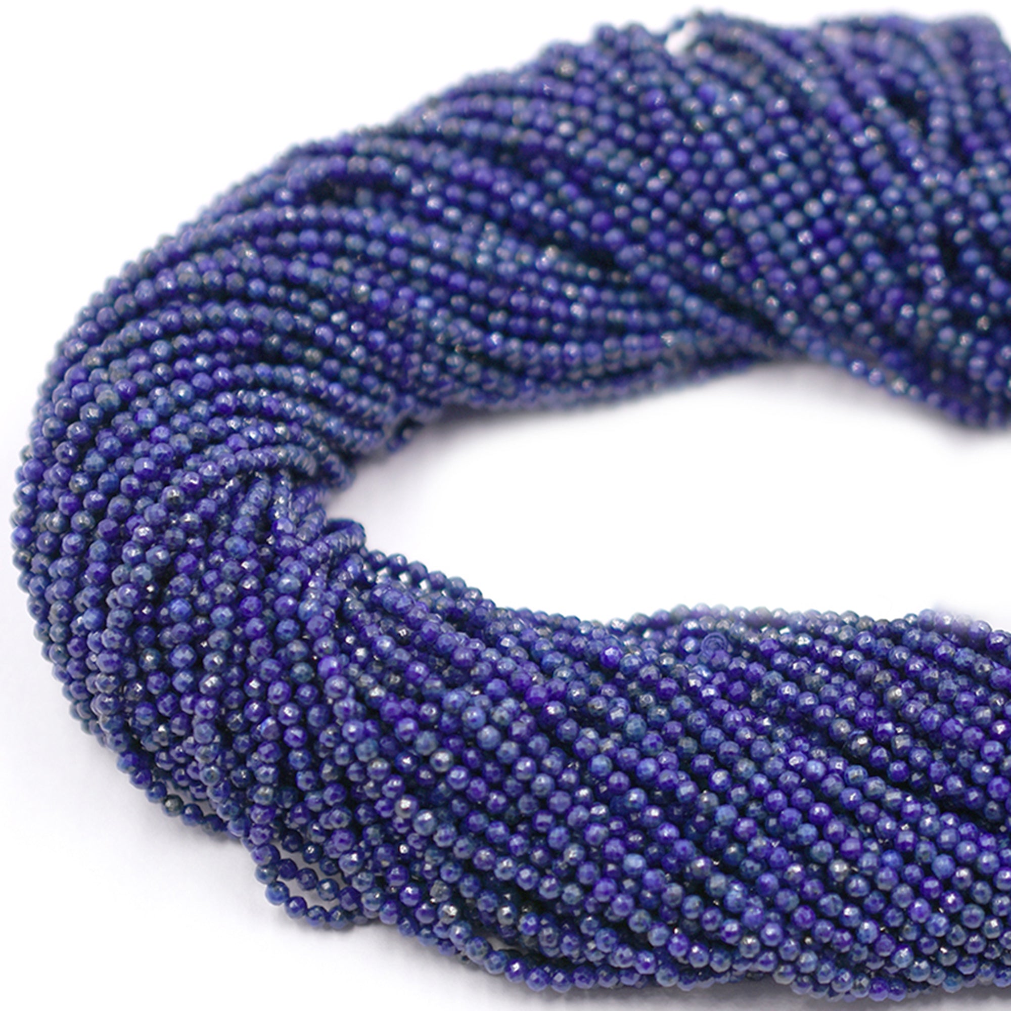 Lapis Lazuli 2 MM Faceted Rondelle Shape Beads Strand - Jaipur Gem Factory