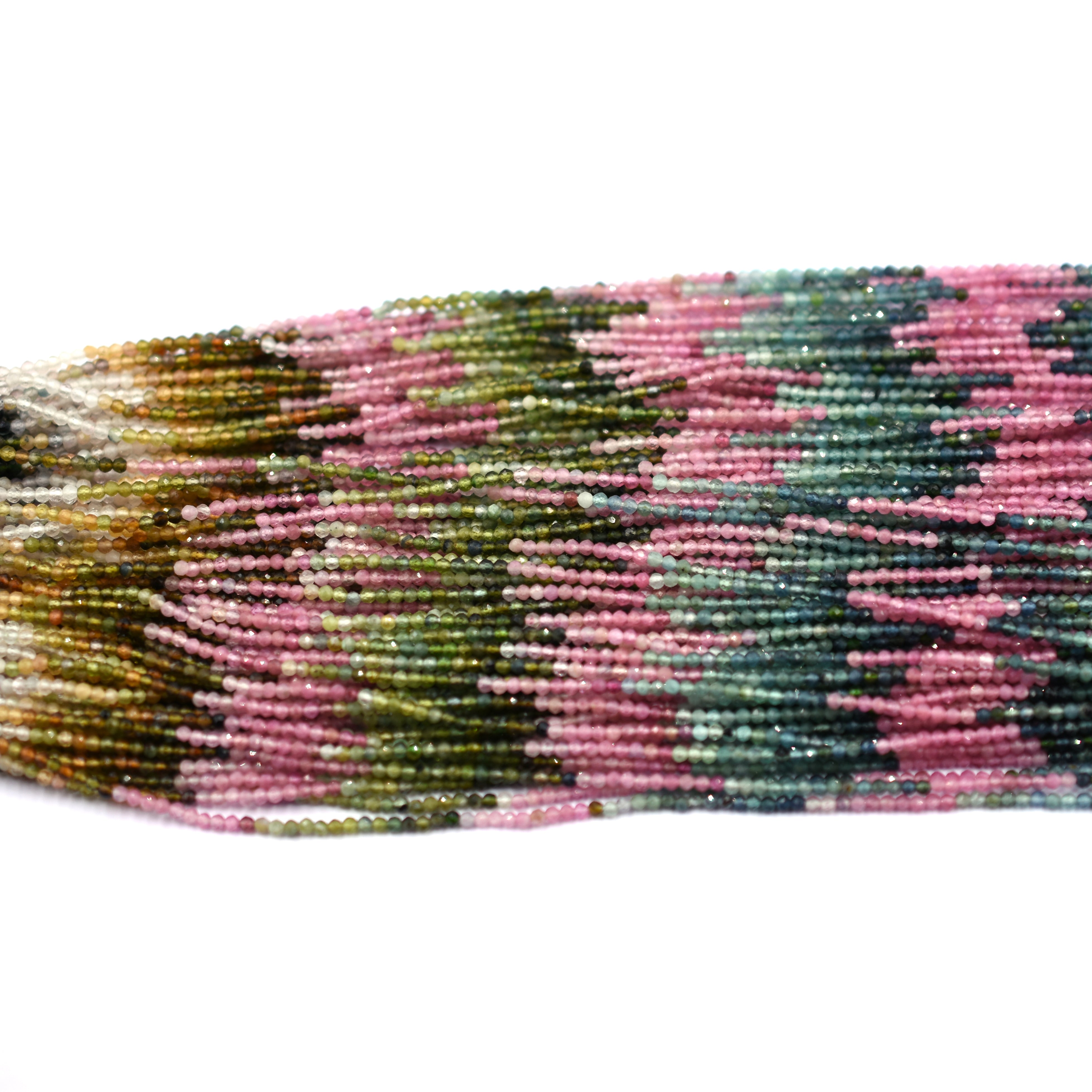 Multi Color Tourmaline 2 MM Faceted Rondelle Shape Beads Strand - Jaipur Gem Factory