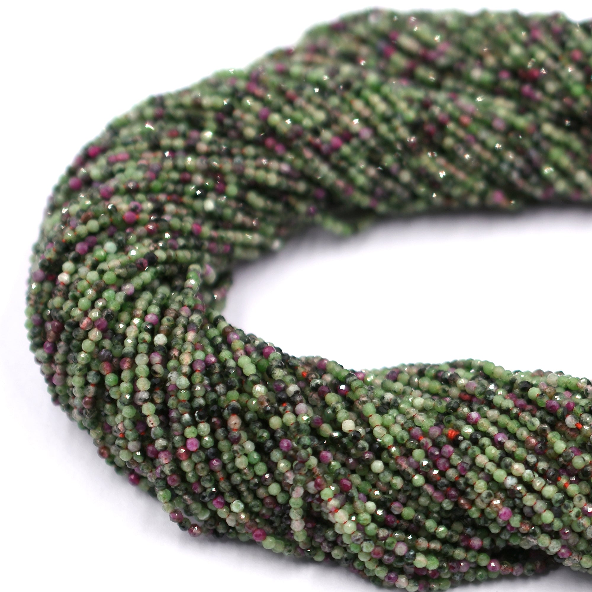 Ruby Zoisite 2 MM Faceted Rondelle Shape Beads Strand - Jaipur Gem Factory