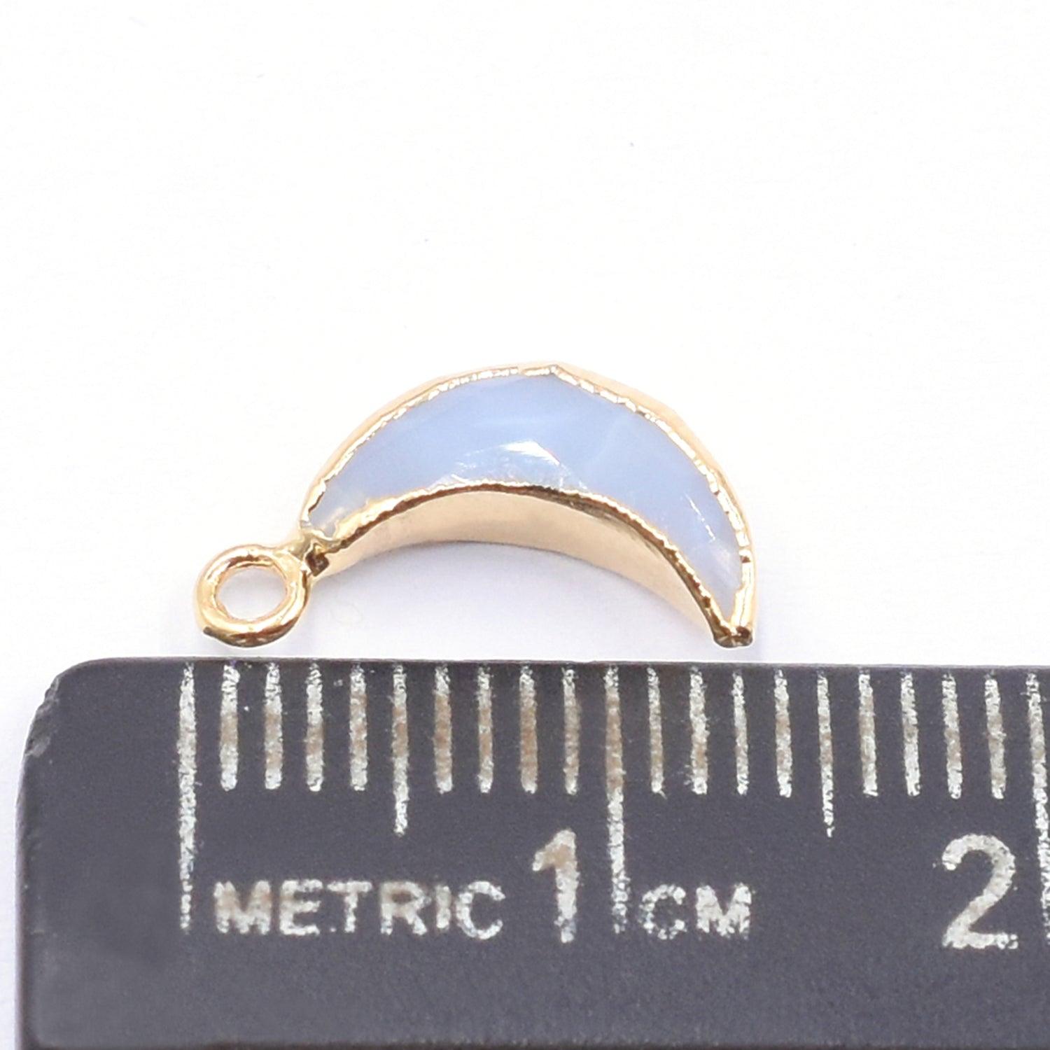 Blue Opal 10X5 MM Moon Shape Gold Electroplated Pendant (Set Of 2 Pcs)