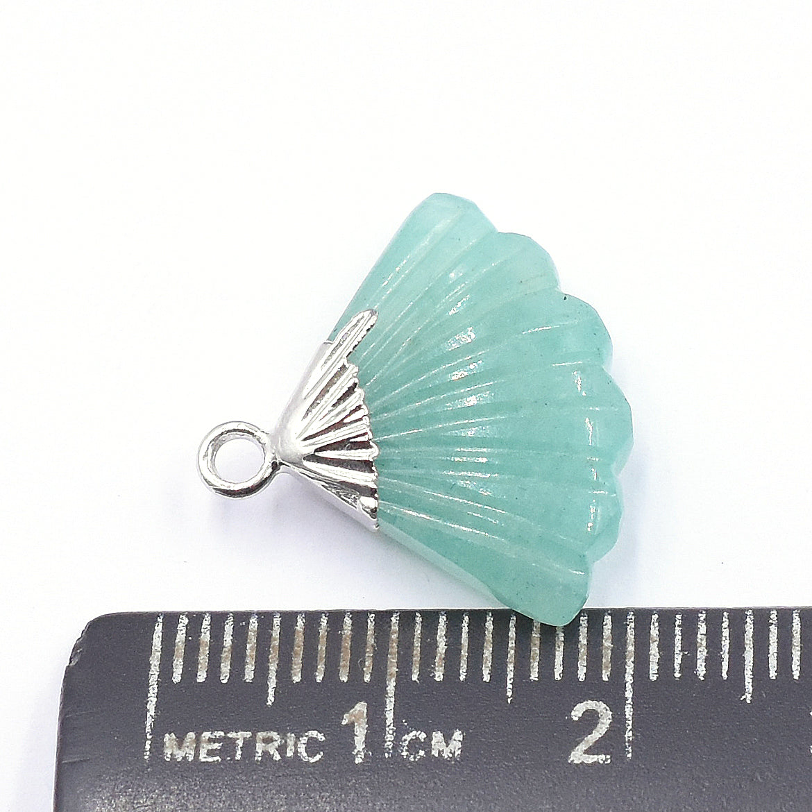 Amazonite 19 MM Feather Shape Rhodium Electroplated Pendant - Jaipur Gem Factory