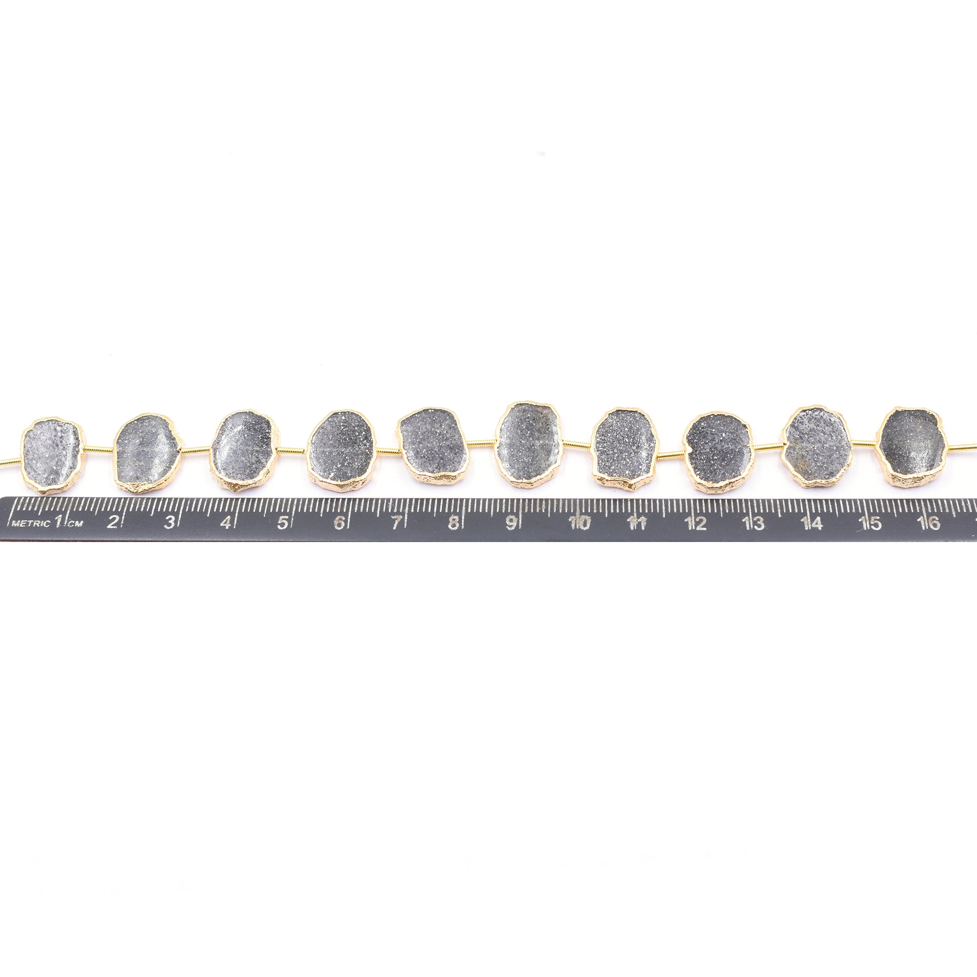 Black Sunstone 16X12 MM Uneven Shape Center Drilled Gold Electroplated Strand - Jaipur Gem Factory