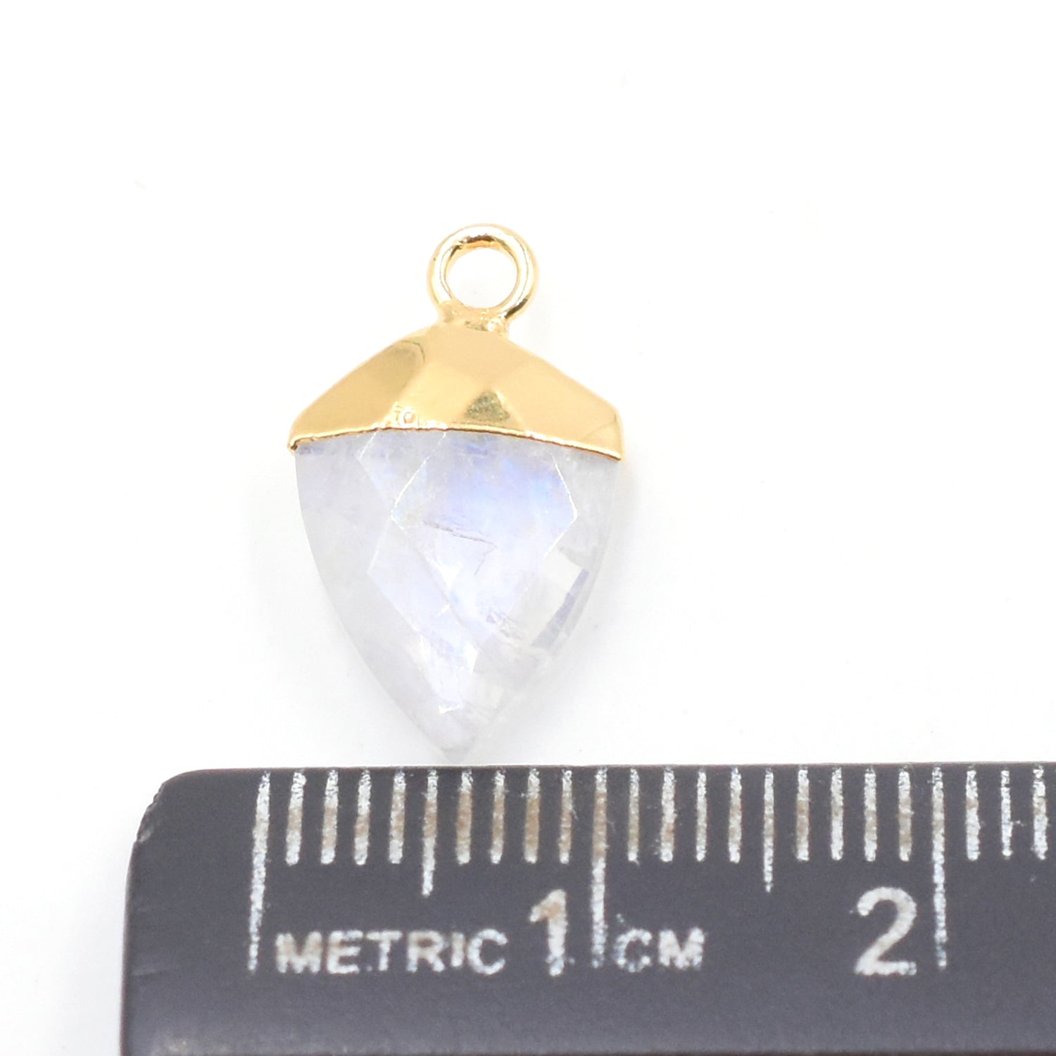 Rainbow Moonstone Shield Shape 13 x 10 MM To 15 x 11 MM Gold Electroplated Pendant ( Set Of 2 Pcs)