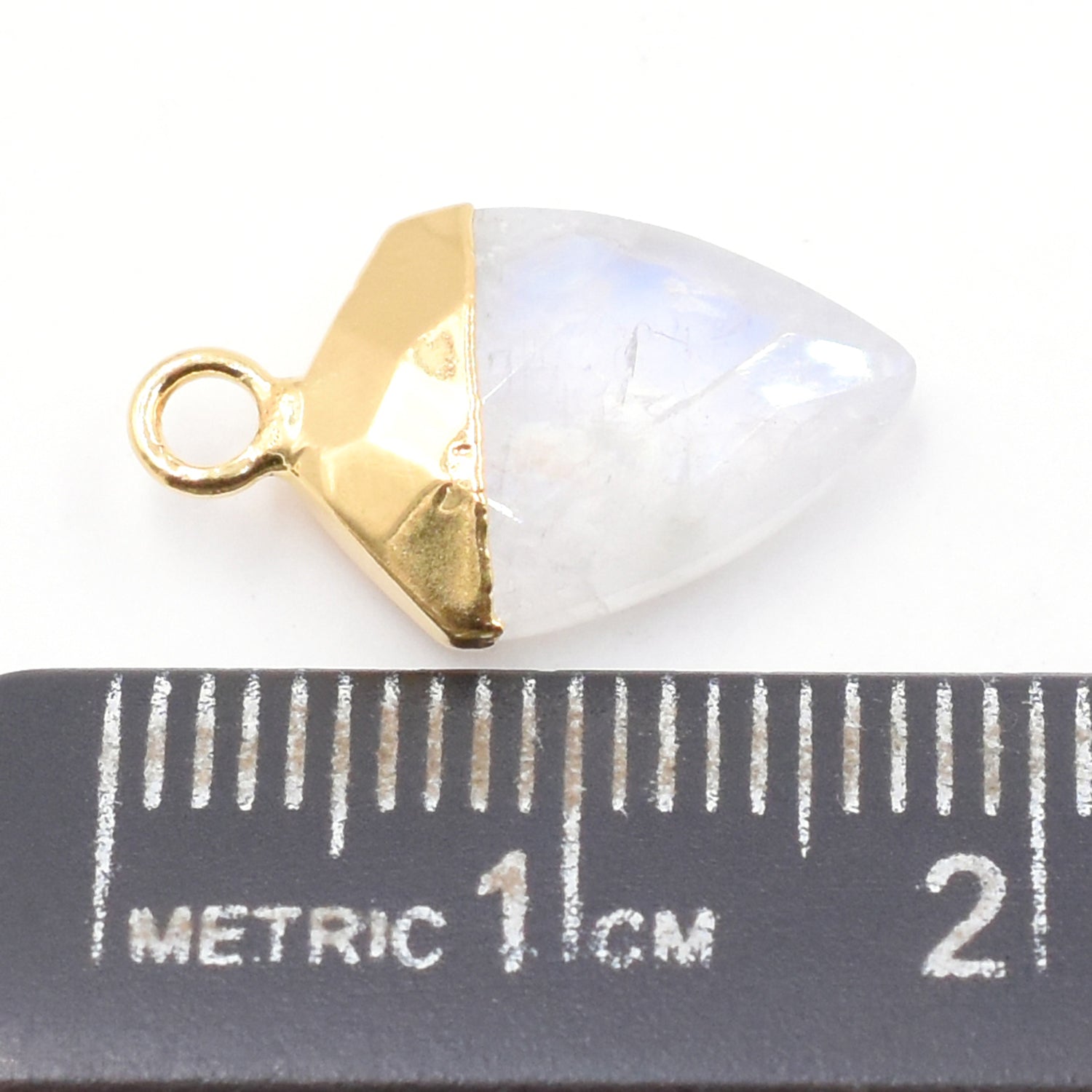 Rainbow Moonstone Shield Shape 13 x 10 MM To 15 x 11 MM Gold Electroplated Pendant ( Set Of 2 Pcs)