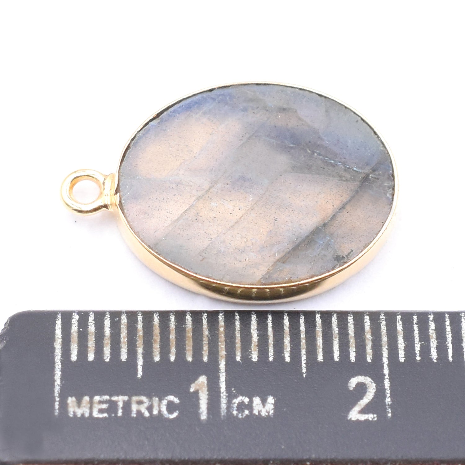 Labradorite 18X14 MM Oval Shape Silver Bezel Vermeil Pendant