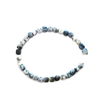 Dendritic Opal Faceted Cube Shape Beads Strand