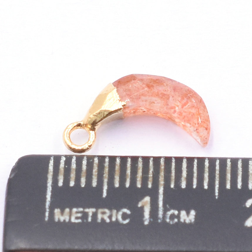 Sunstone Moon Shape 10 x 5 MM Gold Electroplated Pendant (Set Of 2 Pcs )