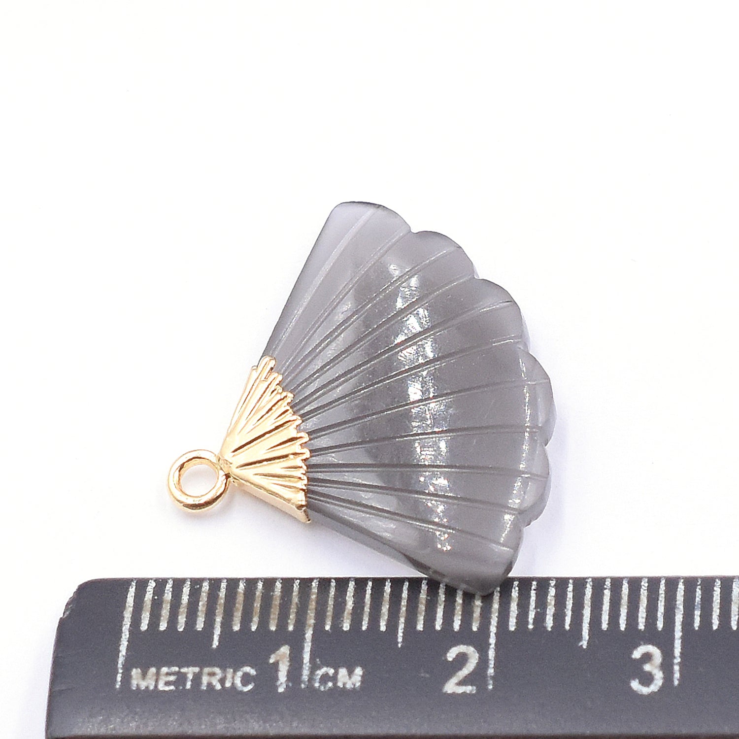 Elegant gray moonstone Feather pendant with gold plating