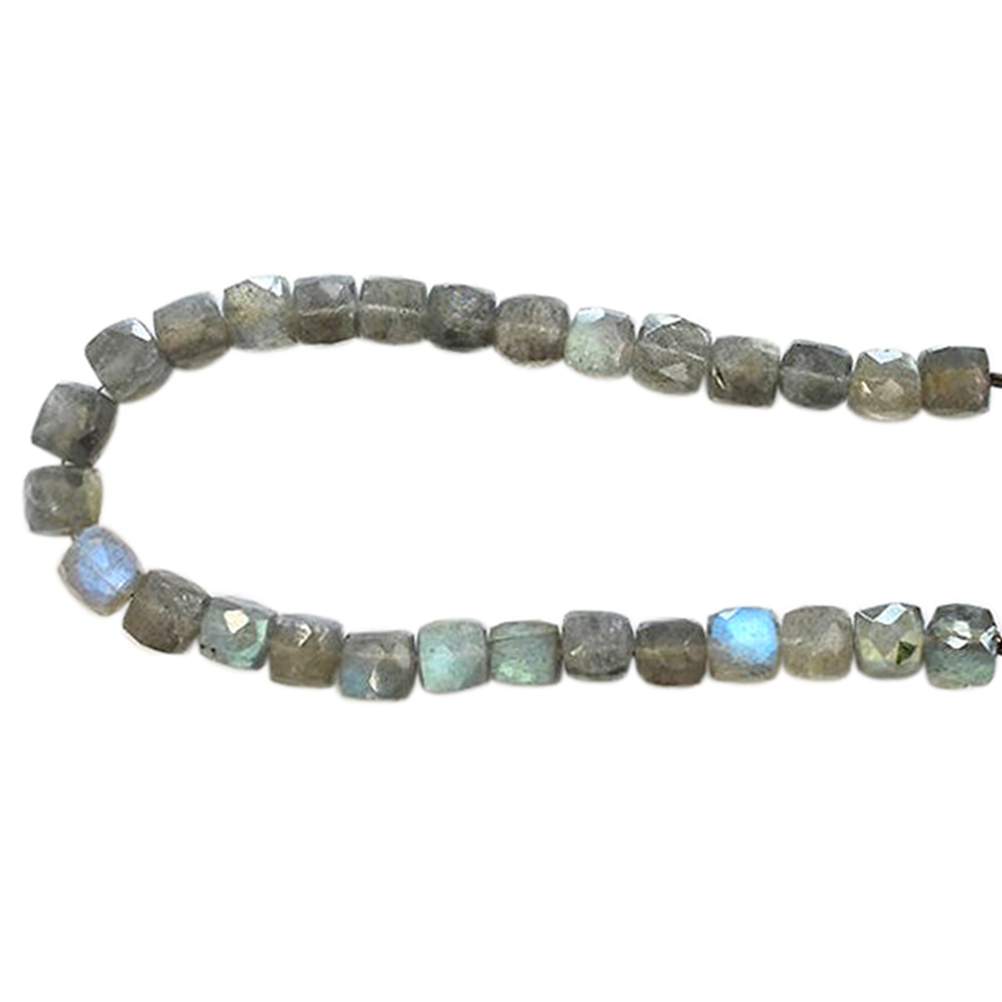 Labradorite Faceted Cube Shape Beads 