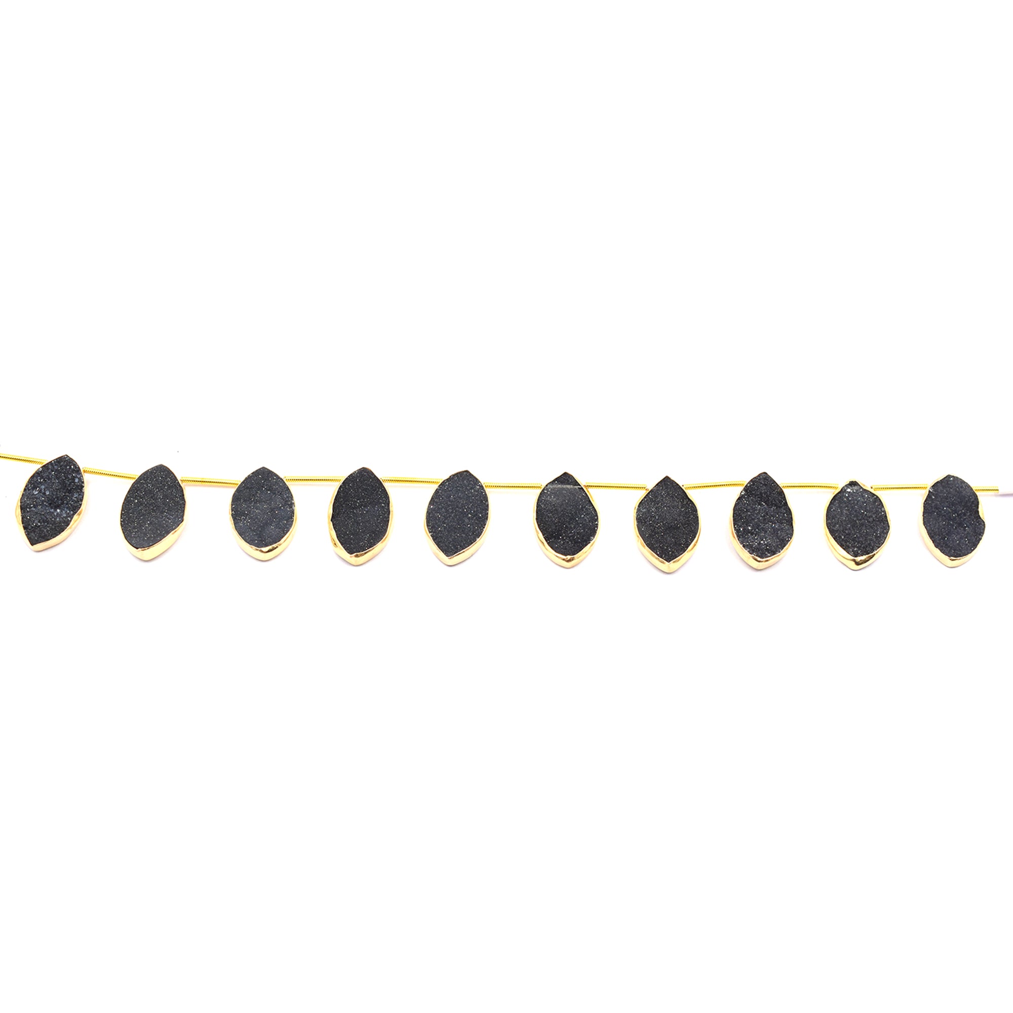 Black Druzy Bezel Drilled Strand