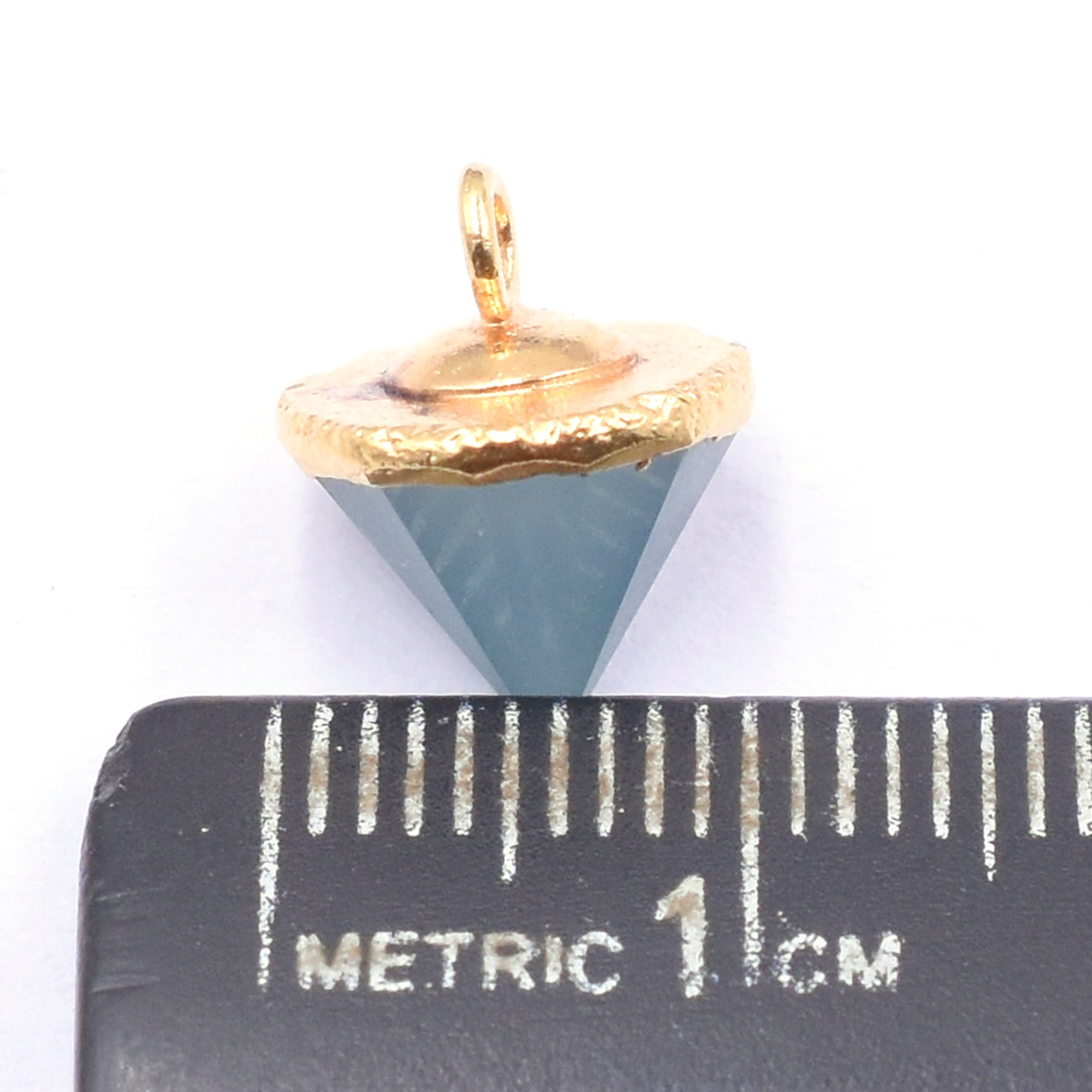 Aqua Chalcedony 9X10 MM Cone Shape Gold Electroplated Pendant (Set Of 2 Pcs) - Jaipur Gem Factory