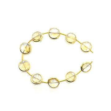 Citrine 14 MM Round Shape Silver Bezel Vermeil Center Drilled Strand